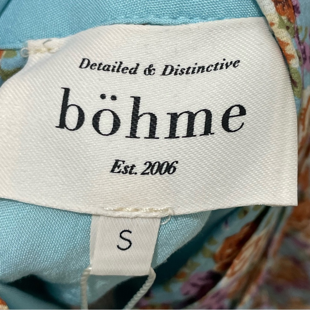 NWT Bohme Women's Small Brissa Floral High Neck Open Back Tie Blouse - Picture 16 of 16
